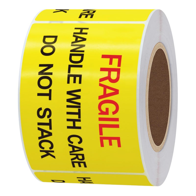 Hybsk 2x3 inch 300pcs Fragile Stickers for Shipping Moving Handle with Care Do Not Stack Yellow Warning Labels (Type 1) - Image 3